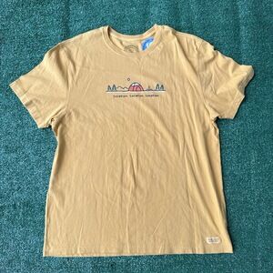 Life Is Good orange Graphic Print TShirt Crew Neck